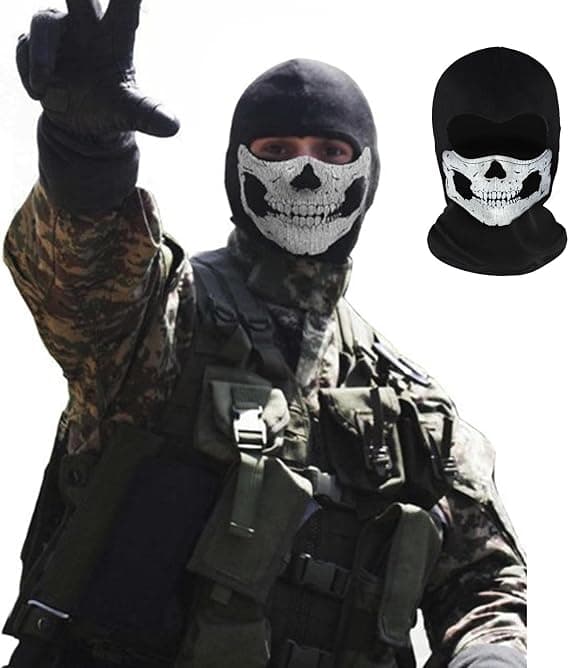 Ghost Balaclava Skalle MW2 Skeleton Bomull Svart