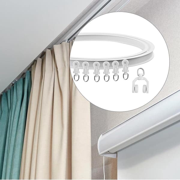 5 Meter Flexible Ceiling Track for Curtains Bendable Curtain Track with Mounting Accessories Ceiling Track for Windows Shower Curtains White