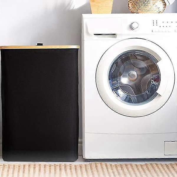 Laundry Hamper with Lid, Black Laundry Basket with Removable Laundry Bag - Laundry Sorter for Bathroom