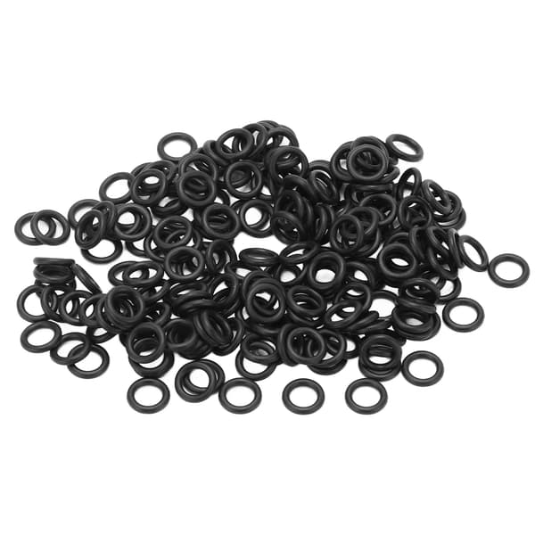 200 stk. sort gummi O-ring Slidstærk fleksibel universal O-ring til fiskeri