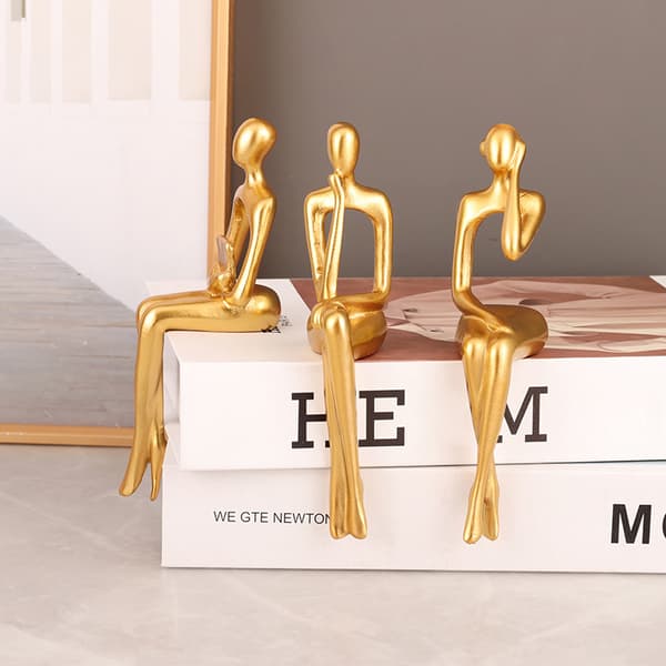 Golden decorative statues, 3 pieces, resin, 3*6*16cm