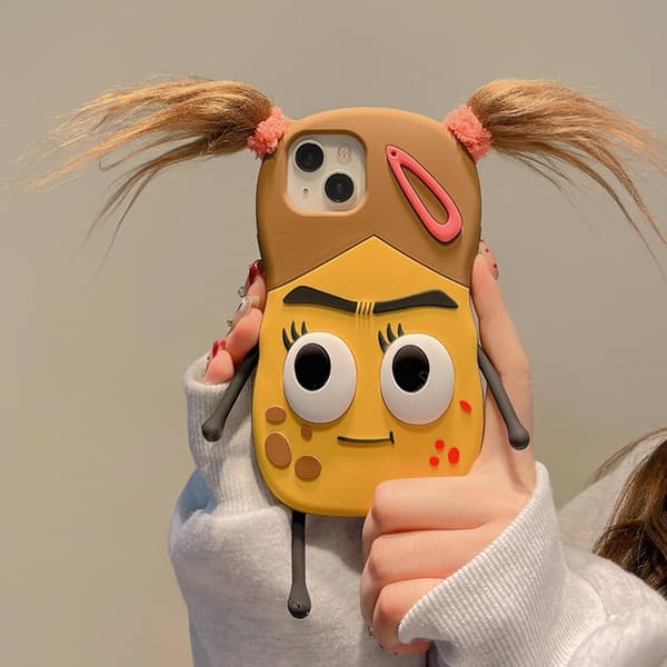 iPhone 15 Pro Max-skal, 3D-tecknad flätad design, mjukt TPU-silikonfodral