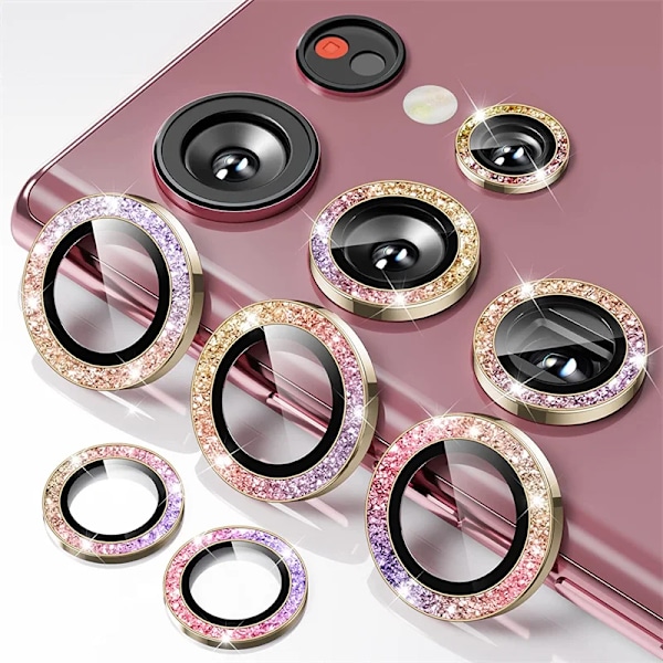 Sopii Samsung Galaxy S25Ultra S23 S24 Ultra S24 Plus S22Ultra puhelimille, timanttinen kiiltävä värikäs linssinsuojakalvo, timantti c Diamond color For Samsung S24Ultra