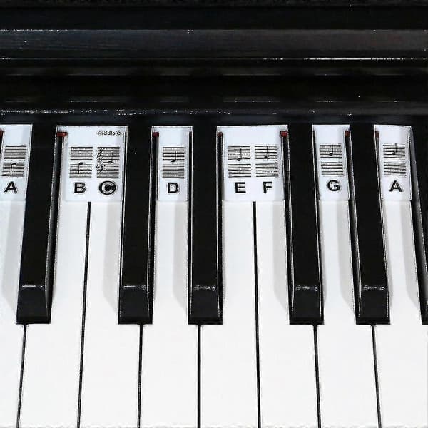 88 Keys Reusable Piano Keyboard Note Labels Piano Note Guide Stickers Black and White Black and White
