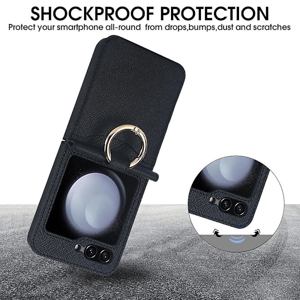 Plånboksfodral för Z Flip 6, RFID-blockerande korthållare Läder Stötsäkert fodral för Samsung Galaxy Z Flip 6 med ringhållare red
