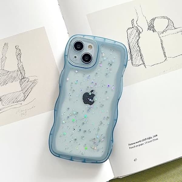 iPhone XR Cover 6,1 tommer Transparent Bling Glitter Stjerne Bølgemønster Fuld Beskyttelse