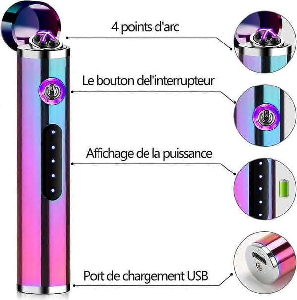 Electric Lighter, USB Rechargeable Lighter, Arc Lighter with Power Indicator Light, Flameless Lighter, Windproof Portable Lighter, Mother's Day Gift for Me