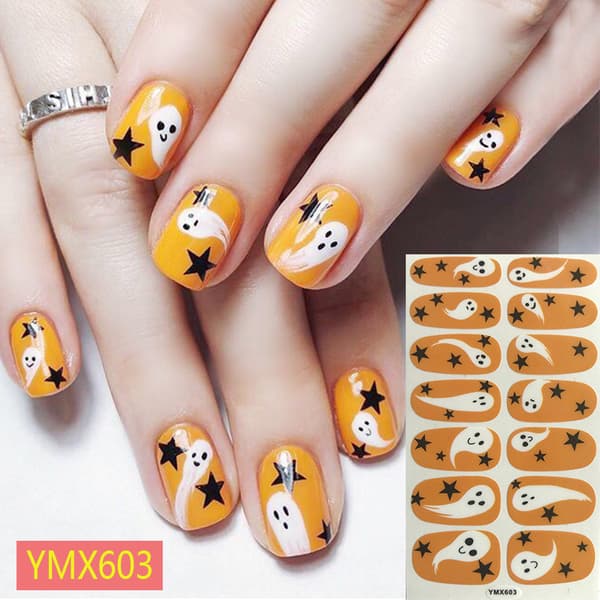 12 ark Halloween nageldekaler nagelfärg remsor självhäftande