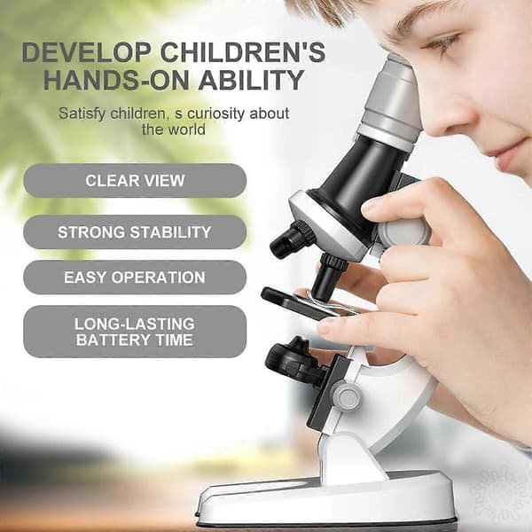 100X 400x 2000X Monocular Optical Microscope for Elementary School Children, Scientific Handheld Microscope, Experimental Biology