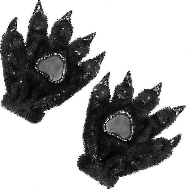 Dyr Cosplay Kostume Klo Ulv Handsker Dyr Plys Klo Handsker (sort) Sort Dag