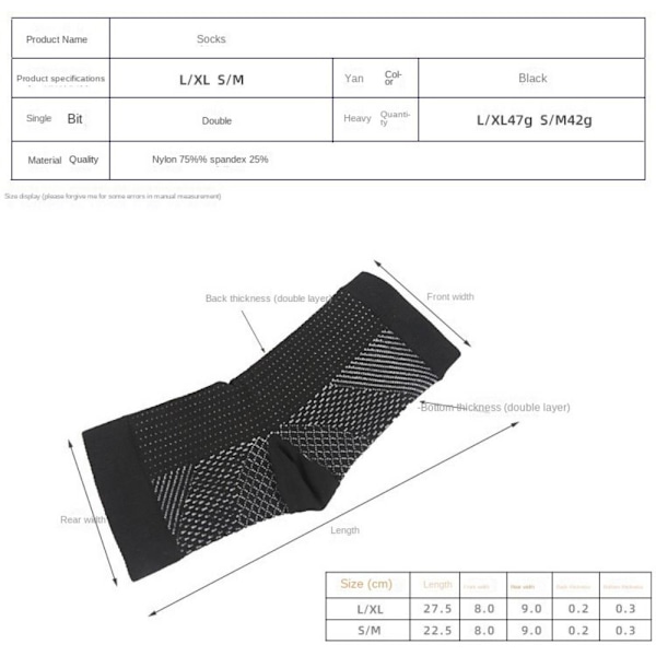 Ankel kompressionsstrømper Hæl sok SORT&KOBBER LL sort&kobber black&copper L-L