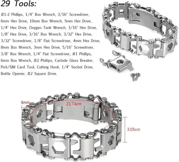 29-i-1 Multiverktygsarmband Blank Silver Rostfritt Stål Armband