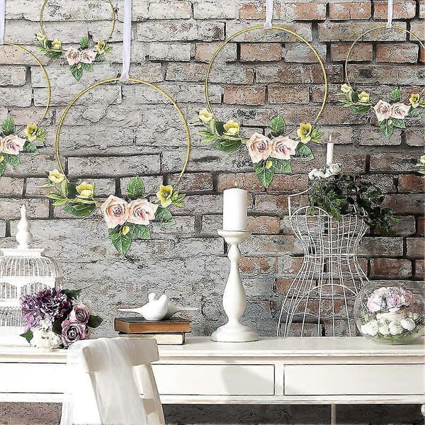 12 stk. 6 størrelser guld drømmefanger metalringe blomsterbuer krans makramé kreationer ring til DIY C