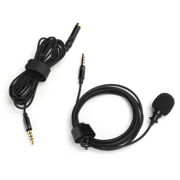 Professional Lavalier Microphone Mini Collar Clip Mic 3.5mm 2M Audio Cable Live Recording Black