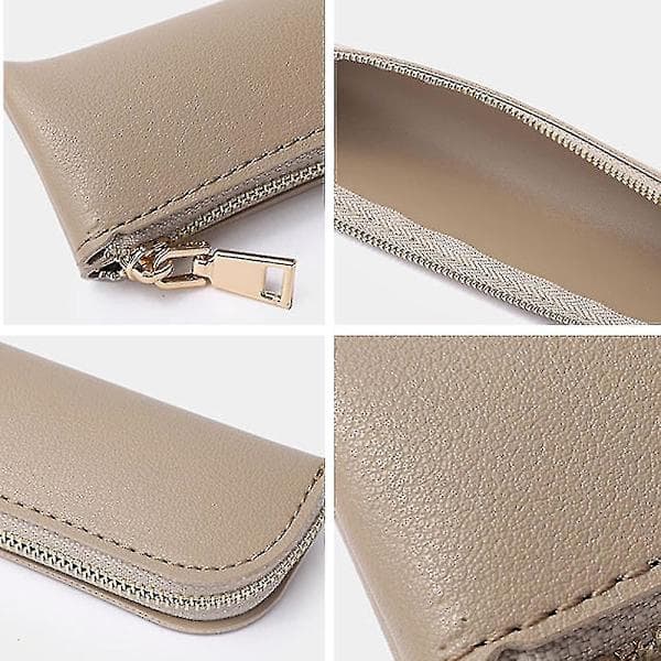 Penalhus PU-læder lynlås sort grøn khaki pink grå 20x4,5 cm