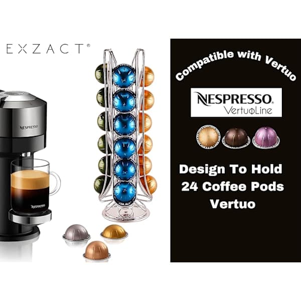 Kaffekapselholder kompatibel med Vertuo (24 x kapsler) - Holder til kaffekapsler - Roterende holder