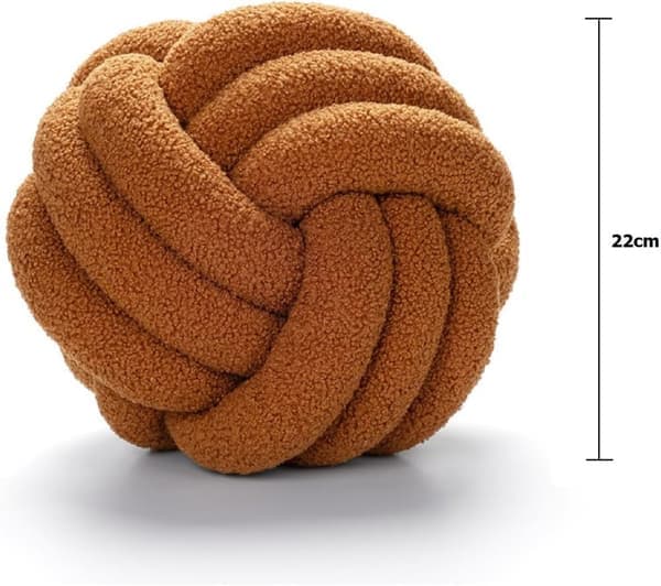 22 cm Knot Pillow - Teddy Fabric Caramel Pillow