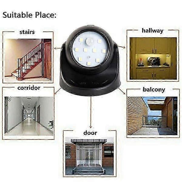Battery-powered 360 Garden Security Light with Motion Sensor Indoor Outdoor White White
