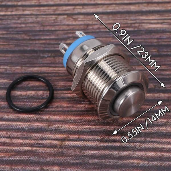 3V painonappikellokytkin sinisellä LEDillä 12 mm hopea