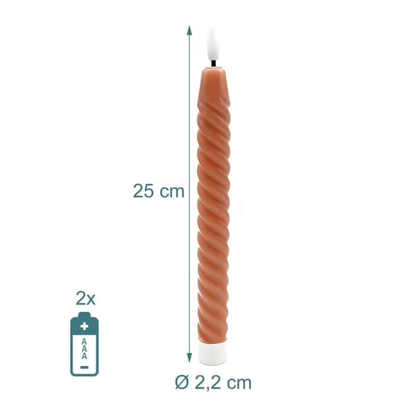 LED-flammefrie koniske lys, ekte voks, sett med 6
