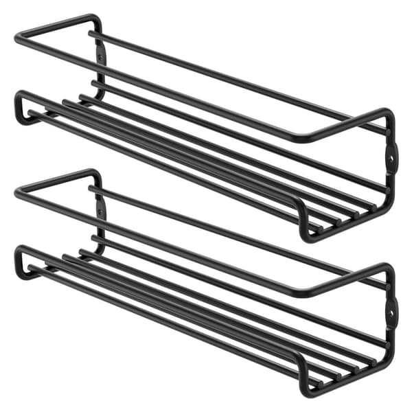 2-piece Wall Mounted Stainless Steel Spice Rack for Kitchen - Home Spice Storage and Organization Silver Silver