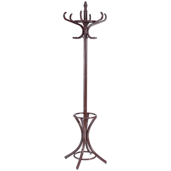 Kleshenger med paraplystativ, 12 kroker, brun