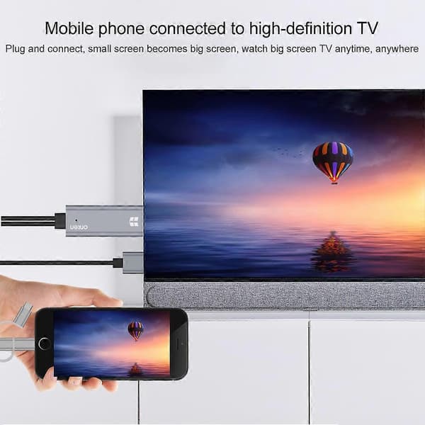 Onten OTN-7537A 3-in-1 1080P mobiili HD-näytön sovitinkaapeli, harmaa Grey