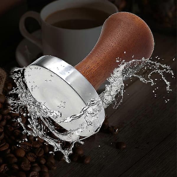 Kaffetamper 51mm, flad base, træhåndtag, barista-tamper til espressomaskiner
