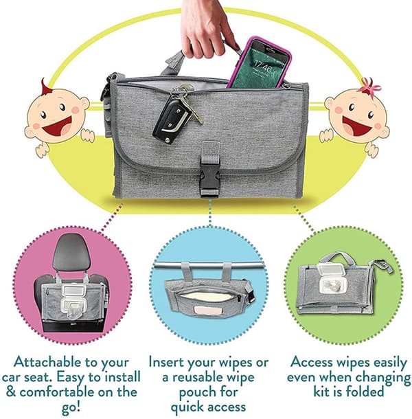 Travel Changing Pad - Changing Pad - Portable Changing Pad - Foldable - Diaper Bag
