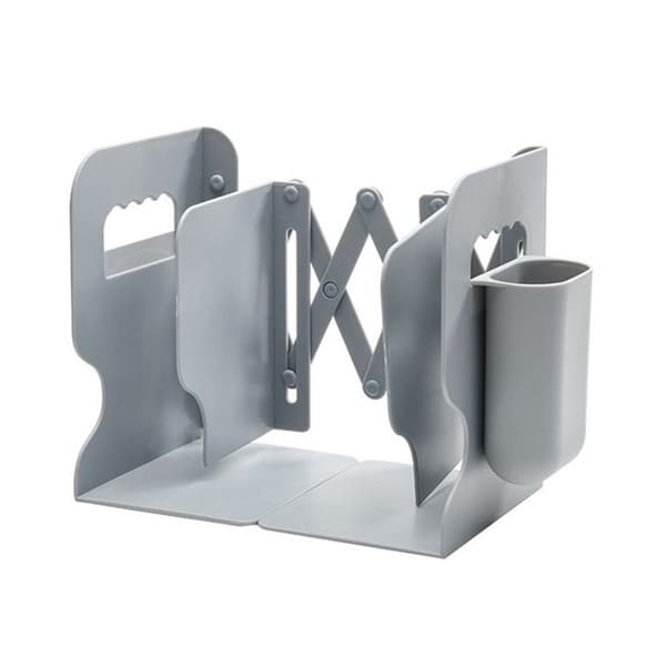 GH Adjustable Bookend ABS Retractable Bookend for Shelves Bookend Shelf with Pen Holder Office Desk Organizer