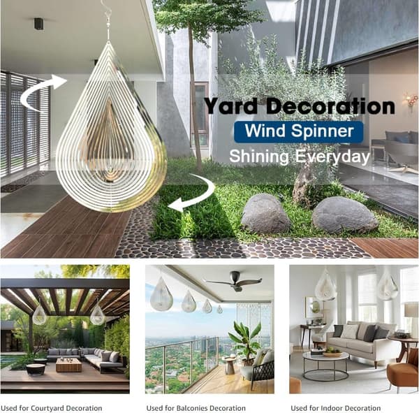 Vindspil 3D Rustfrit Stål 40 cm 360° Drejekrog Terrasseudsmykning
