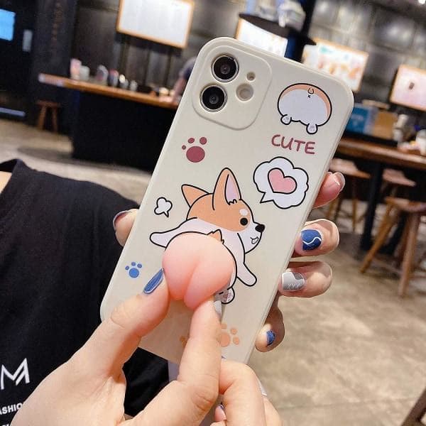 3D Corgi-rumpe mobildeksel myk TPU silikongummi for iPhone 11 hvit