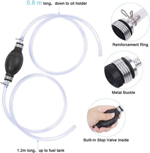Manuell sifonpump - AIMOONSA - 10 mm - Slangar 1,2 m & 0,8 m - Gummiboll - Flexibel PVC-slang