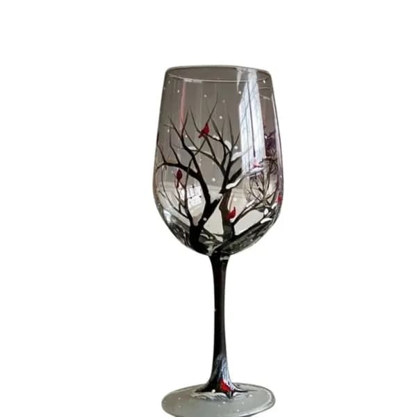 Fire årstider tre vinglass sesongmessig glasskopp VINTER VINTER vinter
