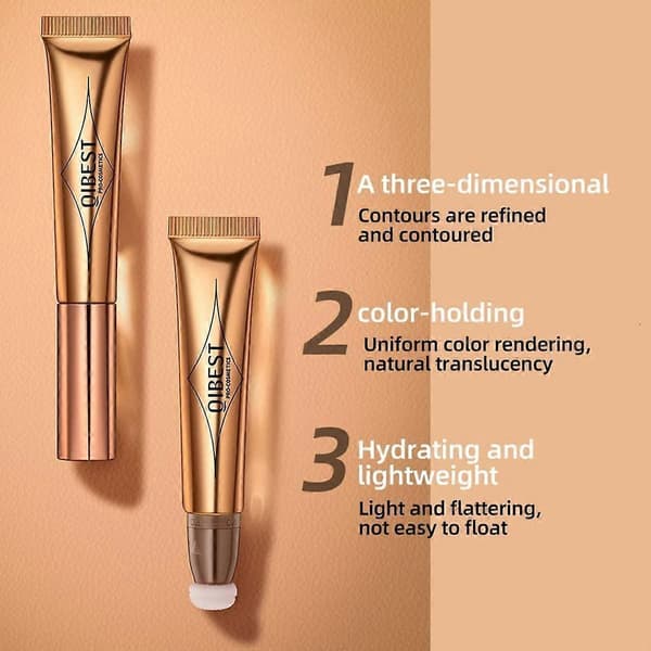 Liquid Contour Stick with Cushion Applicator, Natural Matte Cream Highlighter and Bronzer 05 Rose