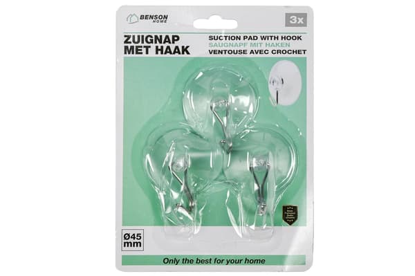 Suction cup with hook 3 pcs Ø45 mm 28