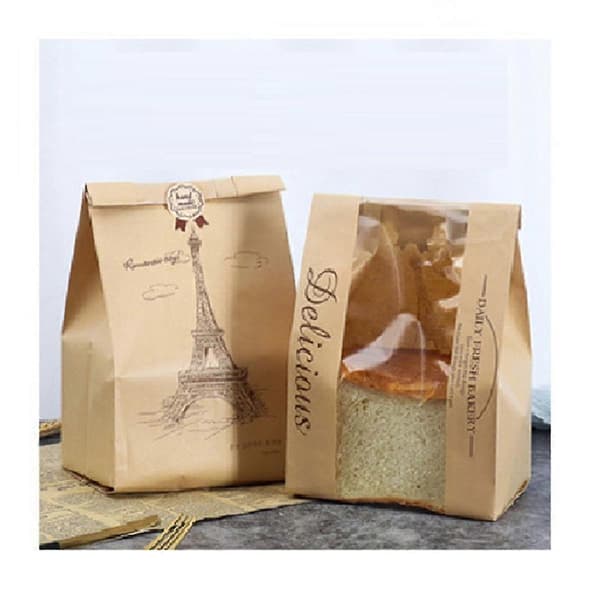 Storage Bag for Baked Bread, Paper Bag for Bread, Bread Packaging Bag with Transparent Front Window