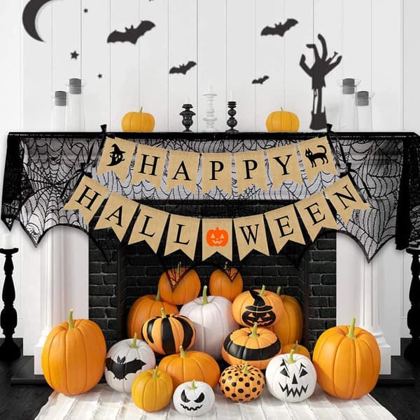Glad Halloween Jutebanner Gresskar Heks 2 stk Hjemmefestdekorasjon