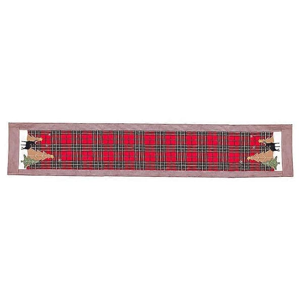 Christmas Table Runner 183 cm Cotton Linen Plaid Christmas Flag