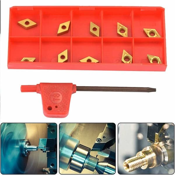 Carbide Insert Blades - 10 Pcs DCMT070204 US735 DCMT21.51 CNC Coated Carbide Insert Blade Lathe Tool with Wrench