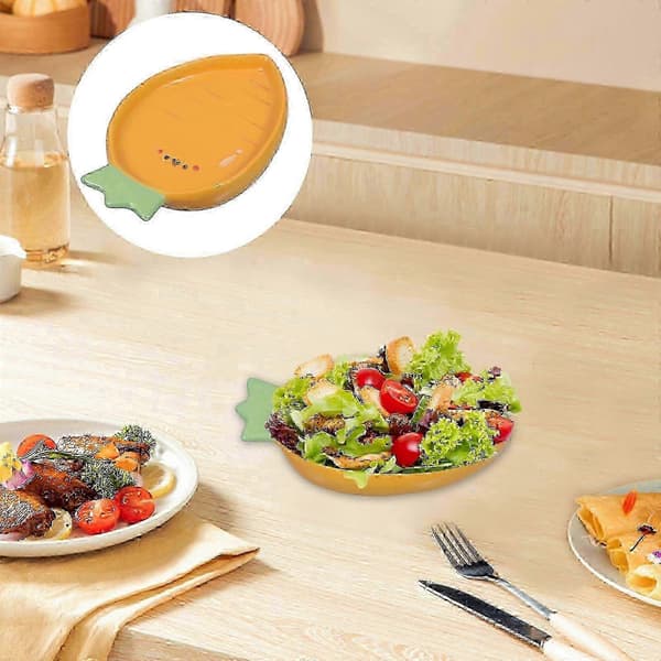 Fruit Plate Ceramic Dessert Tray for Kitchen Use Orange Carrot Shaped Plate[DB]