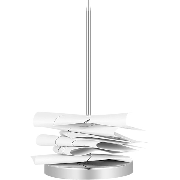 3 st metallkvittonålar, raka stift, kvittonålshållare med runt stativ för restaurangkök kontor hotell (silver) Silver