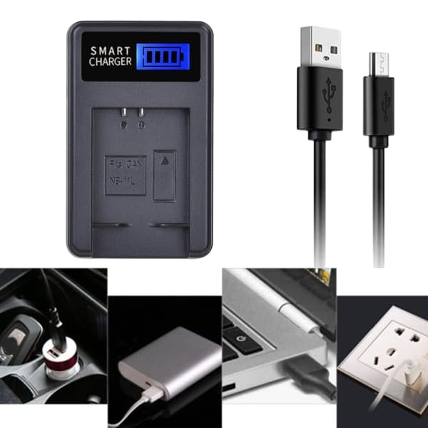 Portable LCD USB Battery Charger for NB11L A3400 IS Cameras, Convenient Power Source
