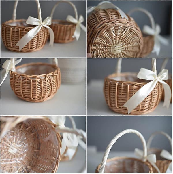 2-pack Rattan Flower Baskets - Woven Wedding/Home Decor Baskets