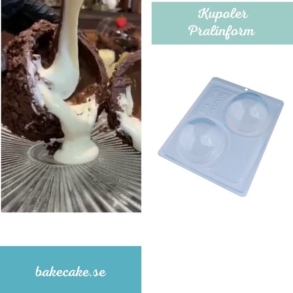 Pralineform Kuppel Chokoladeform - BWB 9725 - 3-delt form Transparent transparent