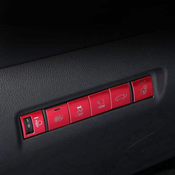 For Venza 2020-2022 Bilfrontlykter og Varsellys Knapp Klistremerke Deksel Trim Patch Tilbehør, Rød