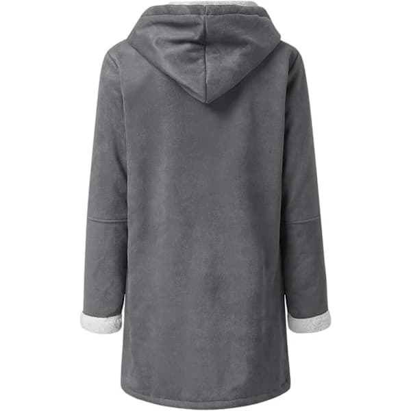 Damjacka Vinterrea Plus Size Fleecefodrad Huvad Jacka Grå 3XL