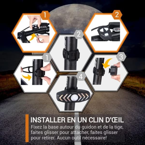 Bike-Scooter Sound Flashing Taillight, Wireless Remote Control, 6 Lighting Modes, USB Rechargeable, Waterproof-Light-Durable, Direct Installation