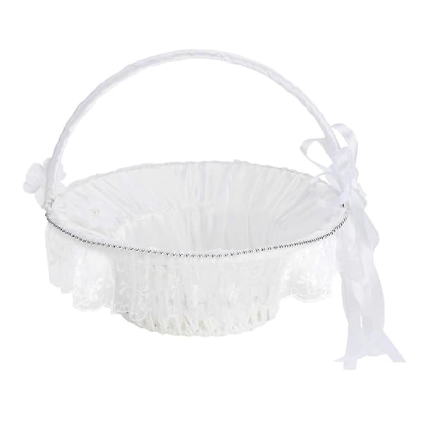 Unika bröllopsblomkorgar, elegant bröllopsdekor med spetsbröllopstillbehör för minnesvärd bröllopsceremonifest, blomsterflickakorg (25*27 cm)