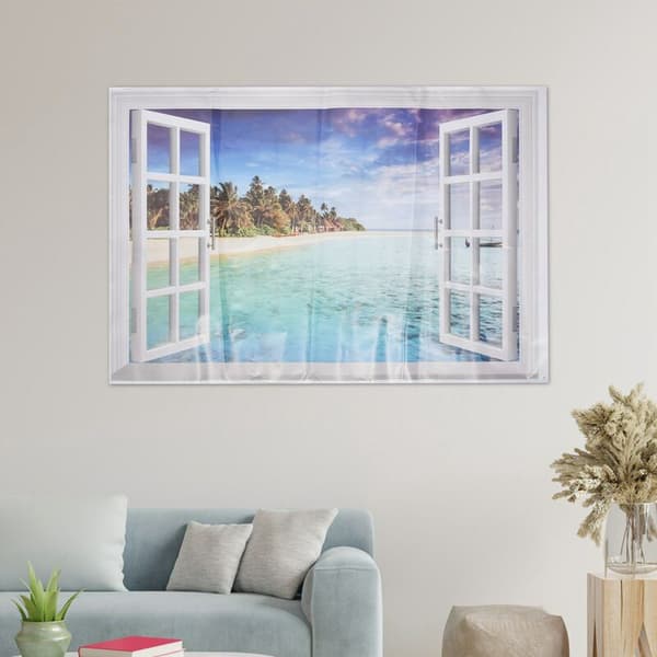 3D Ocean Nature View Decorative Window Decal Home Sticker Bedroom Picture Poster